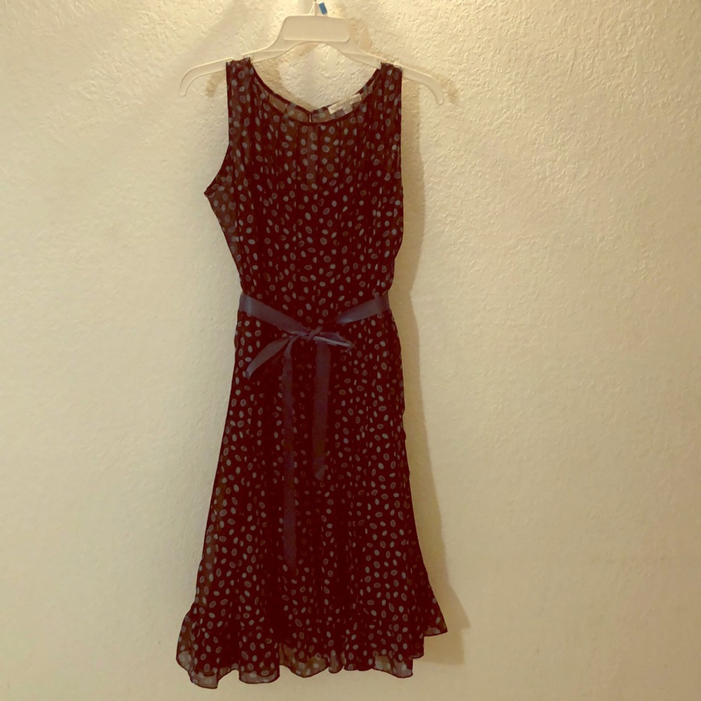 Brown and blue overlay dress